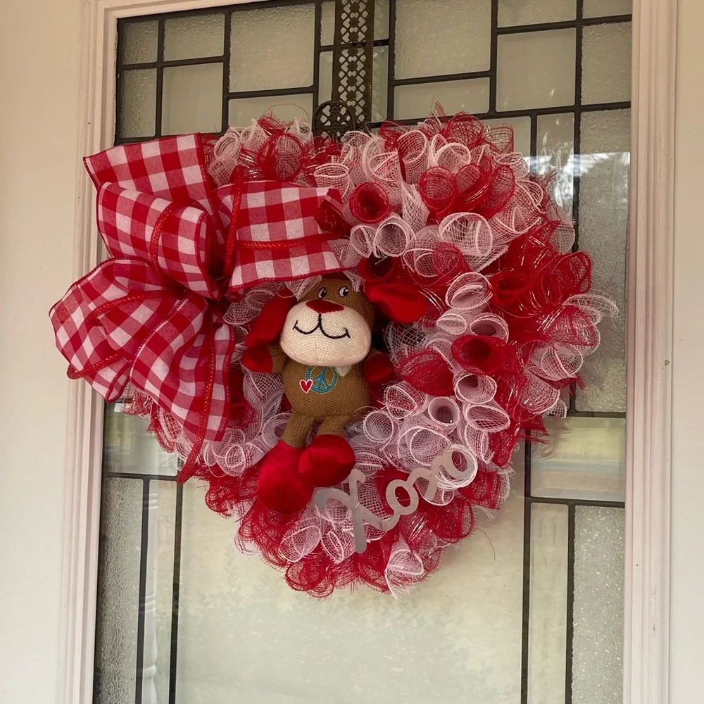 *Valentine's Day Red Heart Dan Dee Plush Wreath for Front Door